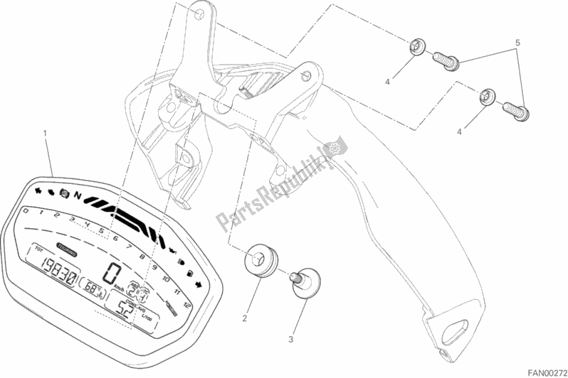 Todas as partes de Painel De Instrumentos do Ducati Monster 821 Stripes USA 2015